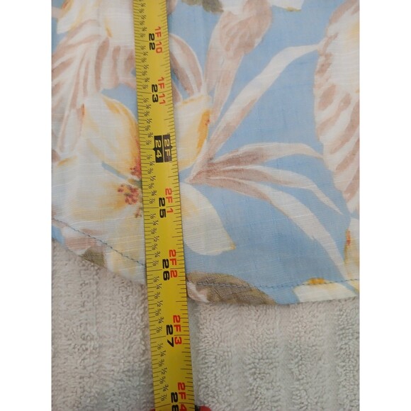 Cocomo Womens Blouse Top Size Medium Blue Floral Pleated Popover Flutter Sleeve - Picture 9 of 14
